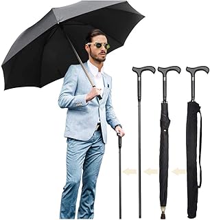 Lynkaye Walking Cane Umbrella 2-in-1 Windproof Walking Sticks Crutch Umbrella,Heavy Duty Frame,Lightweight - Umbrella Can...