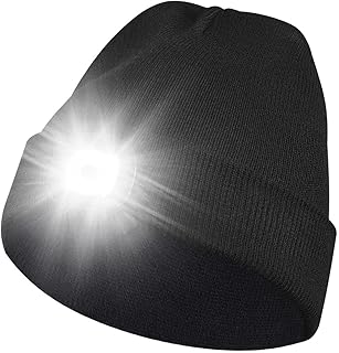 Gorro con Luz LED,4 LED Impermeable Luz Invierno Cálido Faros,LED Luminoso Sombrero para Hombres y Mujeres Sombrero de Lin...