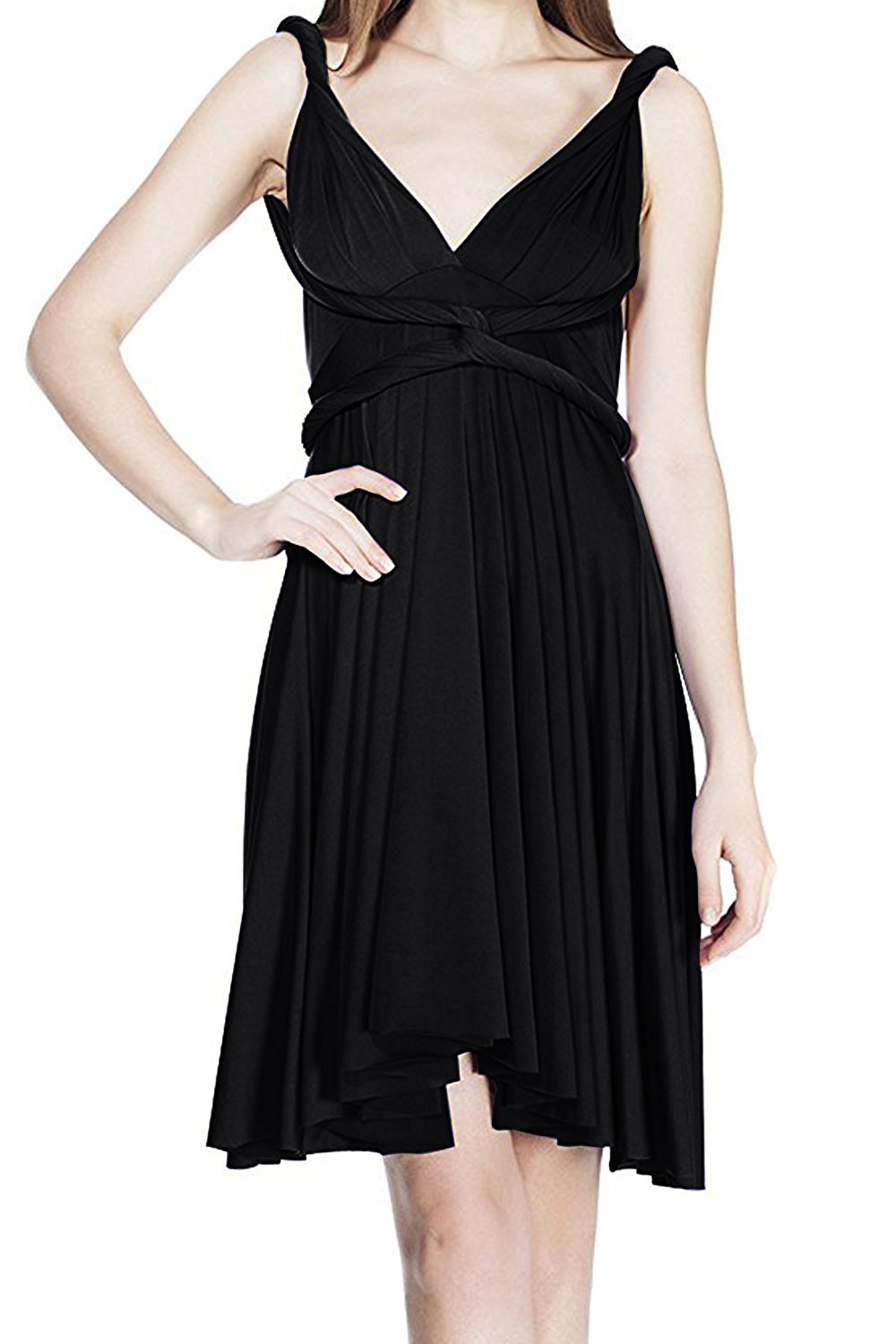 Halter black cocktail dress