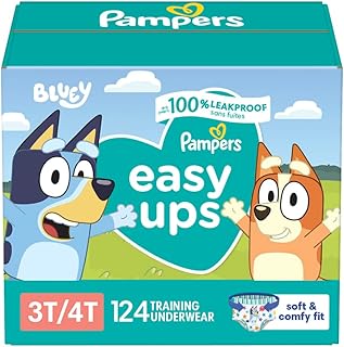 Pampers Easy Ups Boys & Girls Bluey Potty Training Pants - Size 3T-4T, One Month Supply (124 Count), Training Underwear (P...