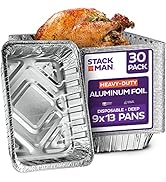 9x13 Disposable Aluminum Foil Pans [30 Pack] Large Baking Pan Trays - Heavy Duty Tin Tray - Half ...