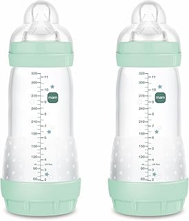 MAM Pack 2 Biberones Anticólicos, a partir de 4 Meses, 320ml, con Tetina 3 Flujo Rápido de Fácil Aceptación, Autoesteriliz...