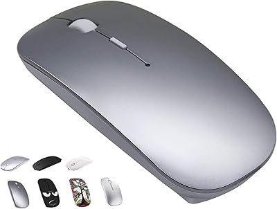 Bluetooth Mouse Wireless Computer Mouse for MacBook Air Mac Pro Laptop iPad PC Laser Optical Rechargeable Mouse Mini Slim Silent Mouse Widely Used Desktop Hp iMac (Gray)