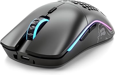 Glorious Gaming Model O- (Minus) Wireless Gaming Mouse - 65g Superlight Honeycomb Design, RGB, Ambidextrous, Lag Free 2.4GHz Wireless, Up to 71 Hours Battery - Matte Black (RENEWED)