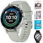Garmin 010-02785-01 Venu 3S Health Fitness GPS Smartwatch Steel Bezel with Sage Gray Case 41mm Bundle with Deco Screen Protector and Tech Smart USA Fitness & Wellness Suite