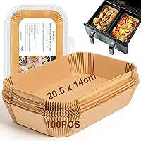 Backpapier für Heißluftfritteuse mit Doppelkammer, HONYAO 100 Stück 20,5x14cm Rechteckig Airfryer Papier Liners...