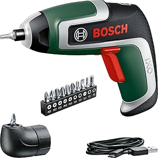 Bosch IXO Cordless Screwdriver (7th Generation, 3.6V, 2.0Ah, 5.5Nm, with Micro USB Cable, Includes Angle Attachment, Screw...