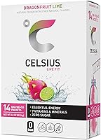 CELSIUS® On-the-Go Powder Sticks Dragonfruit Lime, Essential Energy 2.8 Oz (14 Sticks per Pack)