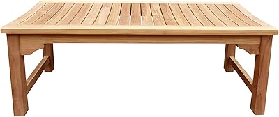 Seven Seas Teak Ocean City Outdoor Patio Backless Bench, 4 Foot, Made from Solid Teak Wood