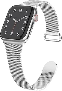 Slim Metal Band Compatible with Apple Watch Bands 38mm 40mm Women, Thin Narrow Stainless Steel Mesh Milanese Loop Magnetic Replacement Strap for iWatch Series SE 6 5 4 3 2 1 (Patents Peding)