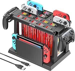 Kytok Supporto al Gioco Torre per Nintendo Switch/OLED, Caricatore per Joycon Switch &amp; Supporto Accessori da Gioco Switch, Multifunzionale Switch Organizer per Gioco, Controller Pro e TV Dock