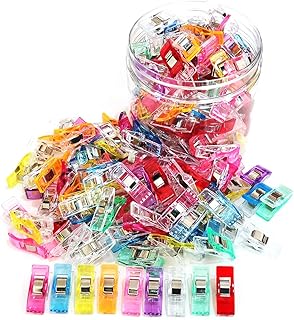 Otylzto Premium Plastic Clips, 100 Pcs with Box, Sewing Notions for Sewing Quilting Supplies Crafting Tools, Assorted Colo...