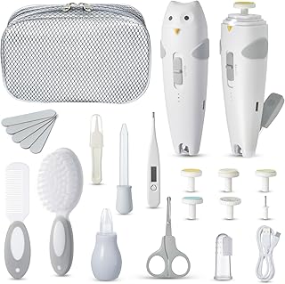 Lictin Set para Cuidado del Bebé-26 en 1 recargable cortaúñas eléctrico para bebé set, Lima de uñas para bebés con ilumina...