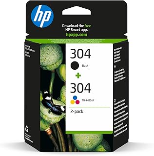 HP 304 Pack de 2 Cartouches d'Encre, Noire et Trois Couleurs, Authentiques (3JB05AE)