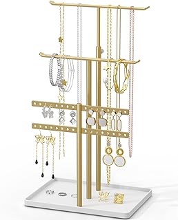 susswiff Jewelry Holder Organizer Stand - Adjustable Jewelry Tree 17.5" Height (Max), Jewlery Hanger for Necklaces, Bracel...