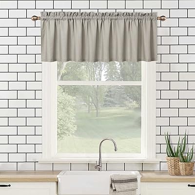 CAROMIO Bathroom Curtains Window Valance Modern Syle, Premium Seersucker Fabric Cafe Curtains Valances, Bathroom Decoration Curtains Water Repellent, Machine Washable(Taupe, 60" W x 15" L)