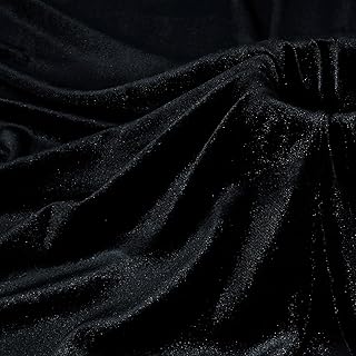 P Pothuiny Black Velvet Fabric by The Yard, 1 Yard x 60 Inch Wide Luxury & Soft Stretchy Velvet Cloth Fabric for Sewing, A...