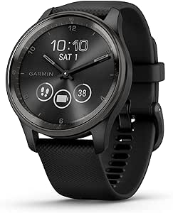 Garmin vívomove Trend, Stylish Hybrid Smartwatch, Long-Lasting Battery Life, Dynamic Watch Hands and Touchscreen Display, Black