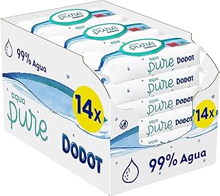 Dodot Toallitas Aqua Pure para Bebé, 99% Agua, 672 Toallitas, 14 Paquetes (14 x 48) de Toallitas para Bebé