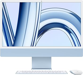 Image of Apple 2023 iMac All-in-One Desktop Computer with M3 chip: 8-core CPU, 8-core GPU, 24-inch Retina Display, 8GB Unified Memory, 256GB SSD Storage, Matching Accessories. Works with iPhone/iPad; Blue