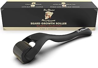 Red-Blooded Beard Roller | 540x 0,5mm Titanium Naalden | Dermaroller Voor Mannen | Mat Zwarte Baardroller | Stimuleer Baar...