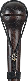 Asterom Handmade Walking Stick for Men - Solid Hardwood Carved Cane with Unique Paracord Skull Strap (Nutcracker)