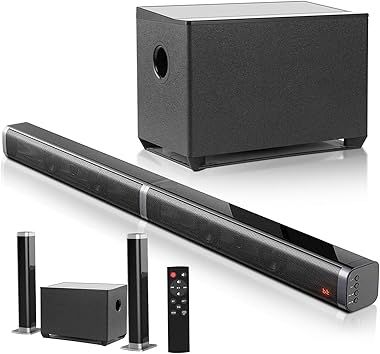 WELIKERA Barra de Sonido 2 en 1 para TV, 100W con Subwoofer, SoundBar de Sistema de Sonido Envolvente para Home Theater en Ca