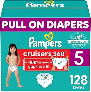 Pampers Cruisers 360 Diapers - Size 5, One Month Supply (128 Count), Pull-On Disposable Baby Diapers, Gap-Free Fit