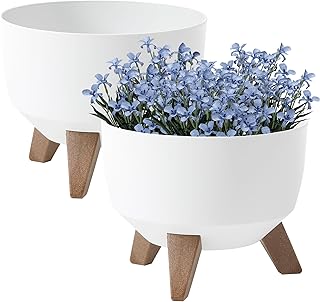 PECZEKO Bloempot mat, decoratieve potten voor bloemen en kruiden, massieve en lichte ronde kunststof potten voor woon- en ...
