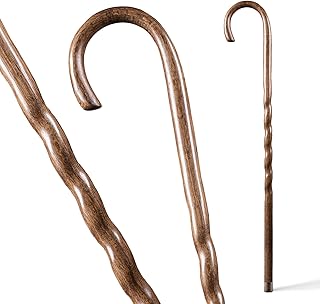 Brazos Handcrafted Wood Walking Cane, Twisted Oak, Crook Style Handle, for Men & Women, Made in the USA, Brown, 37"