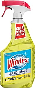 Windex Multipurpose Cleaner Disinfectant Spray Bottle, Packaging Designed to Prevent Leakage and Breaking, Surface Cleaning Spray, Citrus Fresh Scent, 23 Fl Oz