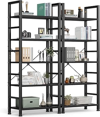 DUMOS - Estantería de 5 Niveles para Libros, CD, películas, Almacenamiento y organización, estantería Industrial para decoración del hogar para recámara, Oficina, Cocina, Sala de Estar, Color Negro