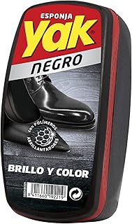 Yak - Esponja Limpiacalzado Negra, Brillo y Color Inmediato, para Calzado de Piel - 130 g