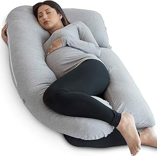 Pharmedoc Almohada para Embarazadas, Almohada de Cuerpo Entero en Forma de U Gris y Soporte para la Maternidad - Soporte p...