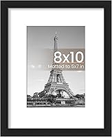 upsimples 8x10 Picture Frame, Display Pictures 5x7 with Mat or 8x10 Without Mat, Wall Hanging Photo Frame, Black, 1 Pack