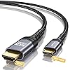 JSAUX Mini HDMI to HDMI Cable 3FT, [Aluminum Shell, Braided] High Speed 4K 60Hz HDMI 2.0 Cord, Compatible with Camera, Camcorder, Tablet and Graphics/Video Card, Laptop, Raspberry Pi Zero W - Grey