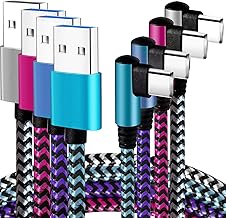 Teeind USB C Cord: [90 Degree/6ft/4Pack] Nylon USB C Cable Angle Cord Compatible with iPhone 16/16/15 Plus/16/15 Pro/16/15...