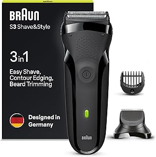 Braun Series 3 Afeitadora Eléctrica Hombre, Máquina de Afeitar Barba 3 En 1 con Recortadora De Precisión Para La Barba Y 5...