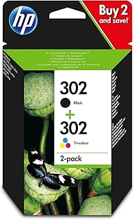 HP 302 Pack de 2 cartouches d'encre, noire et Cyan, Magenta, Jaune, authentiques (X4D37AE)