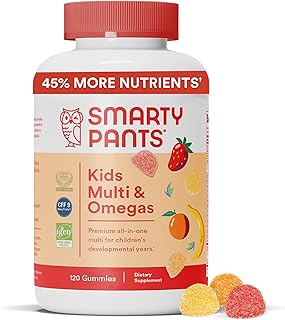 SmartyPants Kids Multivitamin Gummies: Omega 3 Fish Oil (EPA/DHA), Vitamin D3, C, Vitamin B12, B6, Vitamin A, K & Zinc for...