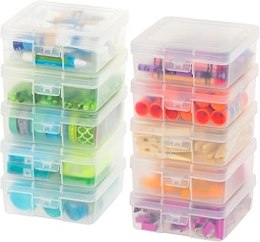 IRIS USA Caja de Almacenamiento de Plástico Pequeña para Organizar Suministros de Manualidades y Hobby con Cierre de Enganche