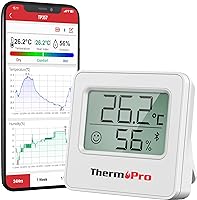 ThermoPro TP357 Kamerthermometer, thermometer-hygrometer, Bluetooth 80m, digitaal, met app, luchtvochtigheidsmeter met...