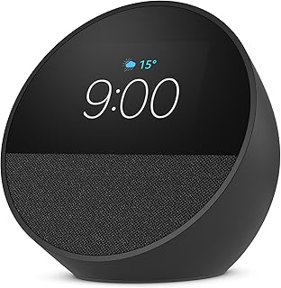 Novo Echo Spot com Alexa (2024) | Despertador inteligente com som vibrante | Cor Preta