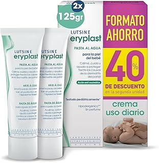 Eryplast Pasta al Agua 2x125gr Pack Ahorro 2ªunidad 40%dto - Crema de Pañal para Bebé. Calma, Cuida y Protege la Piel cont...