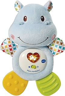 VTech- HIPO mordedor Hipopótamo de peluche musical y sonajero que ayuda a calmar y aliviar a tu bebe con tiernas frases, c...