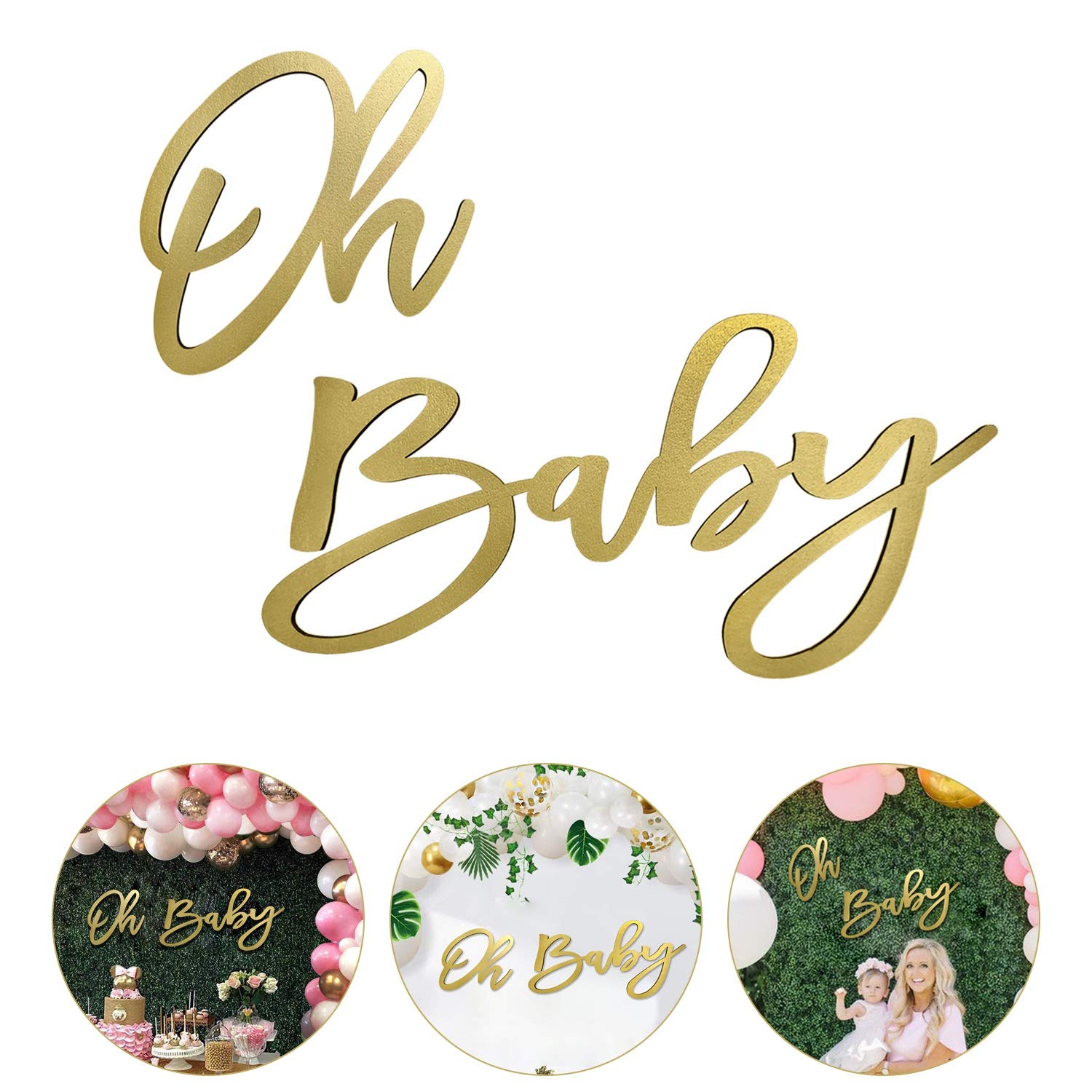 Buy Wooden ââ‚¬ÂOh Babyââ‚¬Â Sign with Gold Painted, Perfect Baby ...