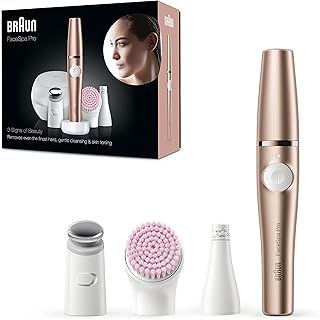 Braun FaceSpa Pro Depiladora Eléctrica Facial Mujer Todo en 1 con Cepillo de Limpieza, Base de Carga, Funda Portátil, Inal...