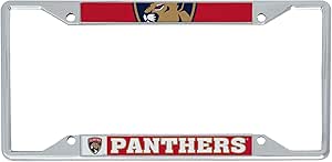 Desert Cactus Florida Panthers License Plate Frame Team NHL Metal Car Tag Holder for Front or Back of Car National Hockey League Officially Licensed (Up Close)