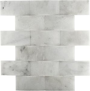 Carrara 2x4 Wavy Marble Mosaic Wall Backsplash Tile