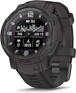 Garmin Instinct Crossover Solar, Rugged Hybrid Smartwatch with Solar Charging Capabilities, Analog Hands and Digital Display, Graphite, Adjustable